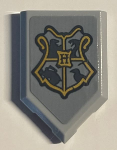 Lego Tile, Modified 2 x 3 Pentagonal with Coat of Arms Hogwarts Crest, Solid Animals Pattern (Sticker) - Set 76387