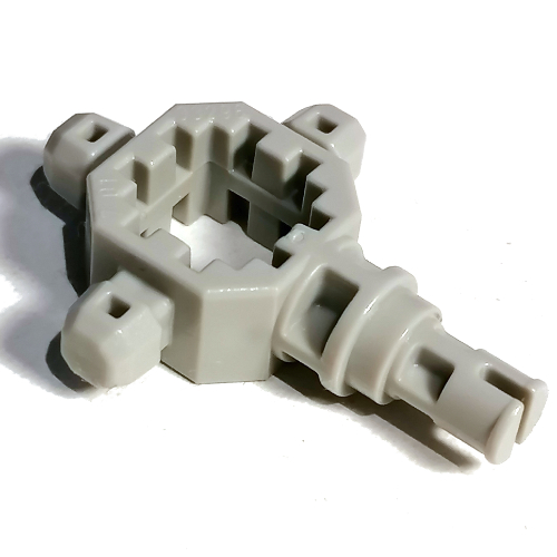 Lego Znap Connector 3 x 3 - 3 way with Pin / Light Gray