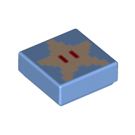 Lego Tile 1 x 1 with Pixelated Star with Eyes Print / Medium Blue