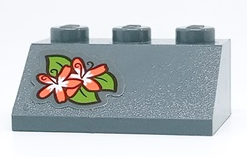 Lego Slope 45 2 x 3 with Coral and White Flowers and Lime Leaves Pattern (Sticker) - Set 41432