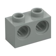 Lego Technic Brick 1 x 2 [2 Pin Holes] / Light Gray