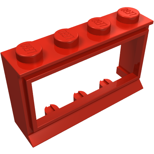 Lego Window 1 x 4 x 2 Classic with Solid Studs, No Glass