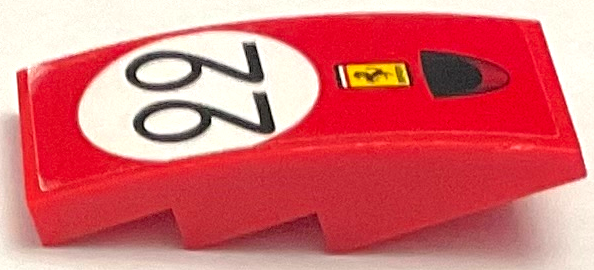 Lego Slope, Curved 4 x 2 with Ferrari Logo, Air Intake and Black '22' in White Circle Pattern (Sticker) - Set 75889 / Red