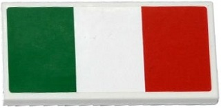 Lego Tile 2 x 4 with Italian Flag Pattern (Sticker) - Set 75912 / White