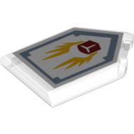 Lego Tile Special 2 x 3 Pentagonal with Nexo Power Shield Print - Take Off / Trans-Clear
