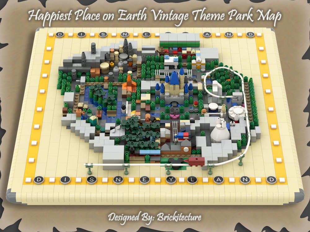 Lego Happiest Place on Earth Vintage Theme Park Map
