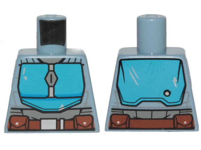 Lego Torso SW Armor Dark Azure Plates and Dark Brown Belt Pattern (Mandalorian) / Sand Blue