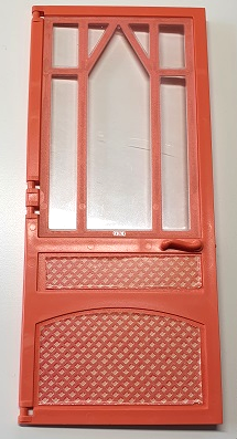 Lego Scala Door 10 x 1 x 18 2/3 Mullioned with Fixed Trans-Clear Glass - Hinges with Lattice Panel Pattern on Both Sides (Stickers) - Set 3119