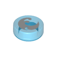 Lego Tile Round 1 x 1 with Water Power Icon Print / Trans-Dark Blue