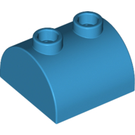Lego Brick Curved 2 x 2, Two Top Studs / Dark Azure