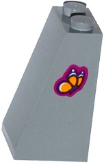 Lego Slope 75 2 x 2 x 3 - Solid Studs with Bright Light Orange Butterfly on Magenta Background Pattern on Side (Slope Face to Left) (Sticker) - Set 41122
