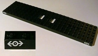Lego Train Base 6 x 24 with 3 Round Holes Each End with White Train Logo Pattern at Each End on Both Sides (Stickers) - Set 2126