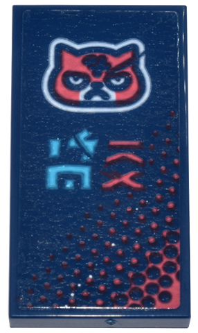 Lego Tile 2 x 4 with Cat Head and Medium Azure and Coral Ninjago Logogram 'SORA' on Gradient Background Pattern (Sticker) - Set 71799