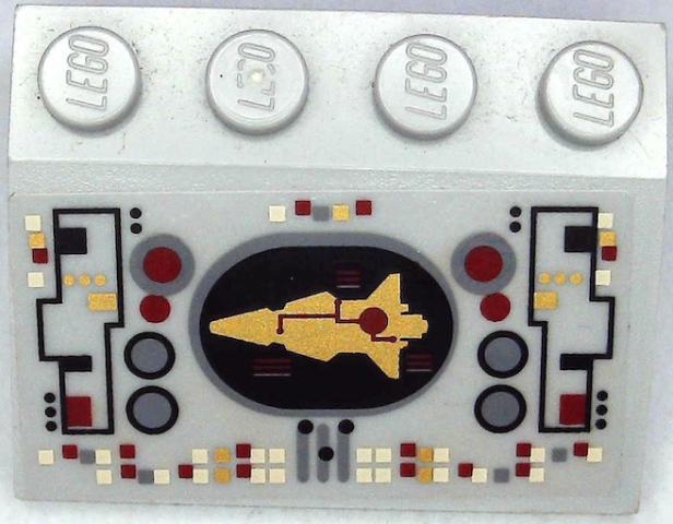 Lego Slope 33 3 x 4 with Control Panel with Gold Spaceship Pattern (Sticker) - Set 8039
