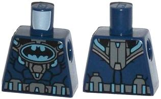 Lego Torso Batman Logo in Medium Blue Oval with Body Armor and Dark Bluish Gray Belt Pattern / Dark Blue
