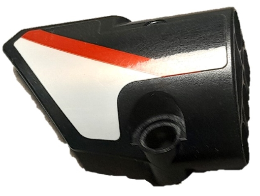Lego Technic, Panel Fairing # 1 Small Smooth Short, Side A with Red Stripe on White Background Pattern (Sticker) - Set 42137