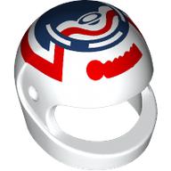 Lego Helmet, Standard with Red/Dark Blue Decorations Print / White
