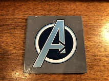 Lego Tile 6 x 6 with Bottom Tubes, Textured Surface with Metallic Light Blue Avengers Logo Pattern (Sticker) - Set 76131
