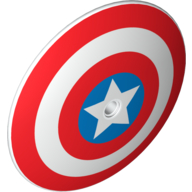 Lego Dish 9 x 9 Inverted with Pin Hole (Radar) and Captain America Star Triple Blast Shield Print / White