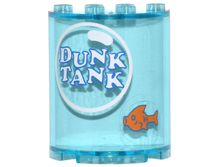 Lego Cylinder Half 2 x 4 x 4 with 'DUNK TANK' in White Bubble and Orange Fish Pattern (Stickers) - Set 10244