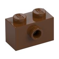 Lego Brick Special 1 x 2 with 1 Center Stud on 1 Side, Bottom Stud Holder / Reddish Brown