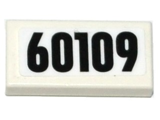 Lego Tile 1 x 2 with Black '60109' Pattern (Sticker) - Set 60109