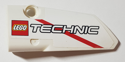 Lego Technic, Panel Fairing # 3 Small Smooth Long, Side A with LEGO TECHNIC Logo and Red Stripe Pattern (Sticker) - Set 42000