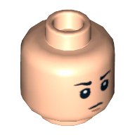 Lego Minifig Head Boba Fett, Dual Sided, Eyebrows, Open Mouth Evil Grin / Closed Mouth Sad Print [Hollow Stud] / Light Nougat