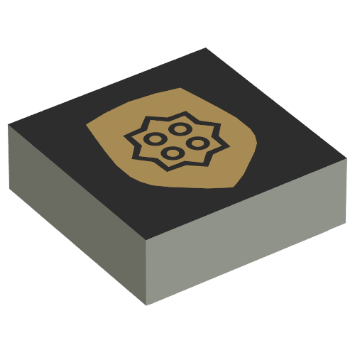 Lego Tile 1 x 1 with Gold Badge Print / Light Gray