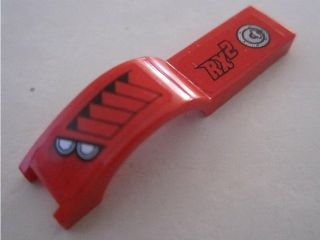 Lego Vehicle, Mudguard 1 x 4 1/2 with Headlights and 'RX 2' Pattern Model Left Side (Stickers) - Set 8495 / Red