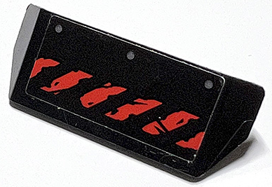 Lego Vehicle, Spoiler with Bar Handle with Worn Red Danger Stripes and Dark Bluish Gray Rivets Pattern (Sticker) - Set 76117 / Black