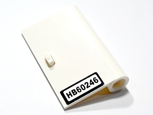 Lego Door 1 x 3 x 4 Right - Open Between Top and Bottom Hinge with 'HB60246' Pattern (Sticker) - Set 60246 / White
