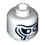 Lego Minifig Head Zebra Man, Black Zebra Stripes, Clenched Teeth Print [Hollow Stud] / White