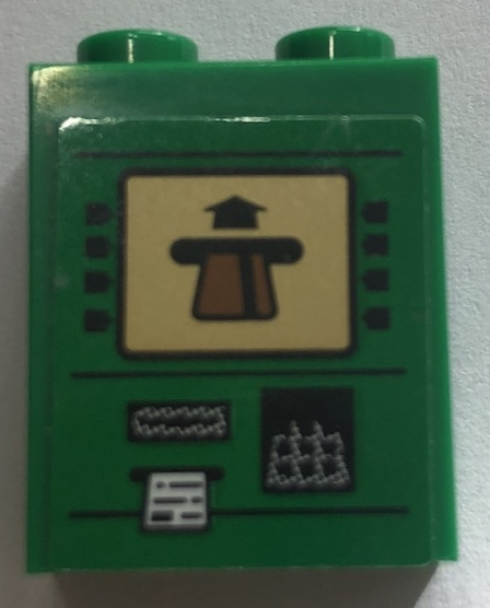 Lego Brick 1 x 2 x 2 with Inside Stud Holder with ATM Machine, Screen with Card, Keypad and Receipt Pattern (Sticker) - Set 60140