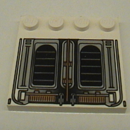 Lego Plate Special 4 x 4, Studs on One Edge with Exhaust Print
