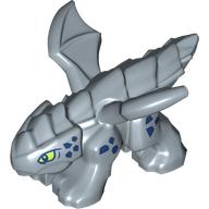 Lego Creature, Dragon, Baby, Dark Blue Markings, Lime Eyes Print / Sand Blue