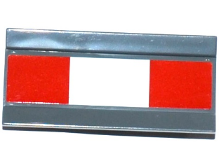 Lego Vehicle, Spoiler / Plow Blade 6 x 3 with Hinge with 2 Red Squares and White Rectangle Pattern (Sticker) - Set 60104