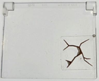 Lego Glass for Window 1 x 4 x 3 - Opening with Dark Brown Cracks Pattern (Sticker) - Set 70424