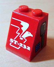 Lego Slope 65 2 x 2 x 2 without Bottom Tube with ST-232 and Eagle Pattern (Sticker)