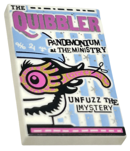 Lego Tile 2 x 3 with The Quibbler Newspaper Pattern / White
