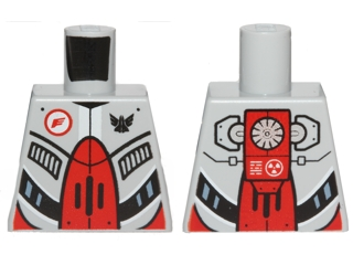 Lego Torso Galaxy Squad Robot with Red and Black Plates, Radiator on Back Pattern / Light Bluish Gray