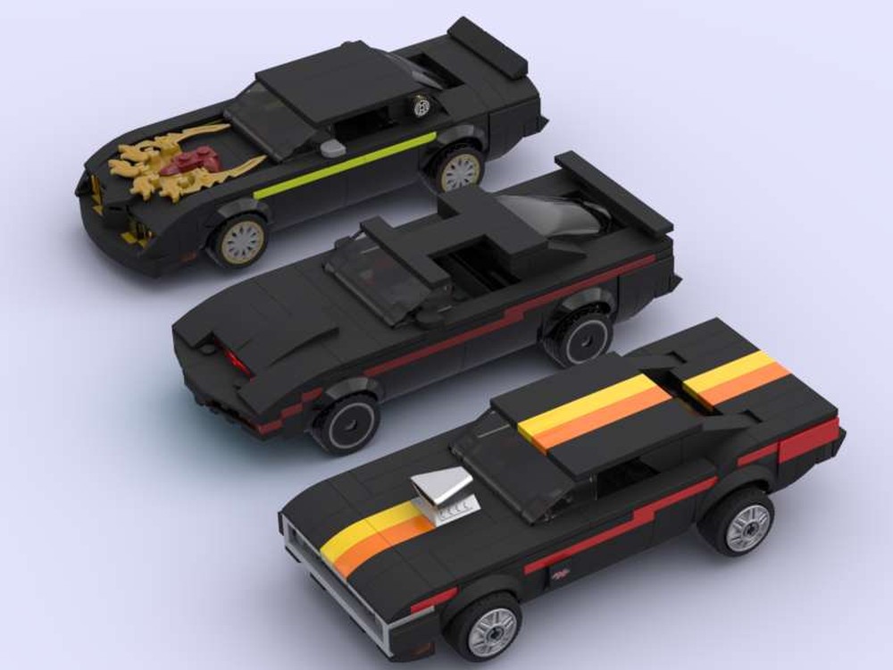 Lego Three famous black cars: Smokey-Bandit, KITT and 1970 Dodge Charger