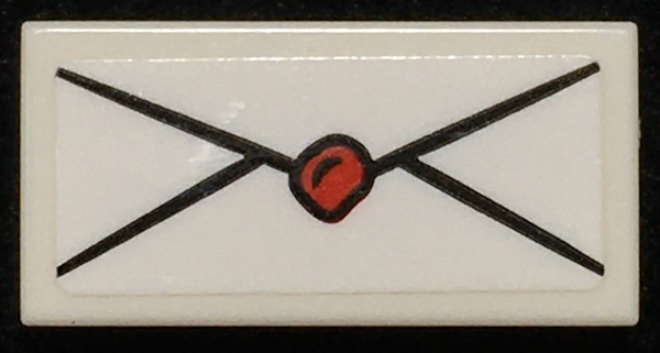 Lego Tile 1 x 2 with Envelope with Red Wax Seal Pattern (Sticker) - Set 76108