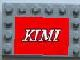 Lego Tile, Modified 4 x 6 with Studs on Edges with 'KIMI' Pattern (Sticker) - Set 8155 / Light Bluish Gray
