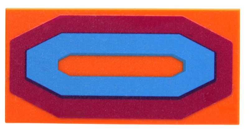 Lego Tile 2 x 4 with Magenta and Medium Azure Octagonal Carpet Pattern (Sticker) - Set 71006