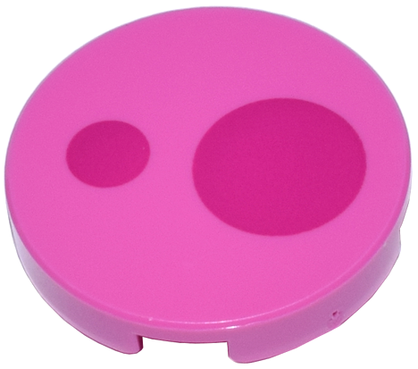 Lego Tile, Round 2 x 2 with Bottom Stud Holder with 2 Magenta Circles Pattern (Super Mario Birdo Cheek)