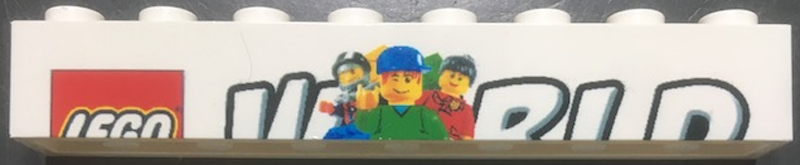 Lego Brick 1 x 8 with Top Half of LEGO World Pattern