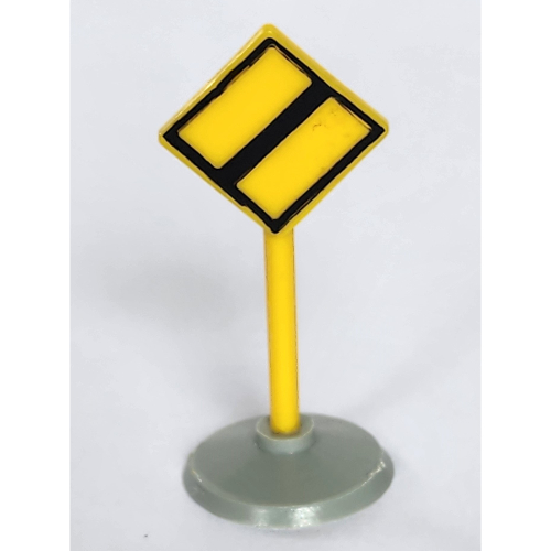 Lego Road Sign Old Diamond with Black & White Border End of Major Road Print & Type 1 Base / White