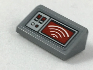 Lego Slope 30 1 x 2 x 2/3 with Light Bluish Gray Control Panel, White and Dark Red Buttons and Screen Pattern (Sticker) - Set 75175