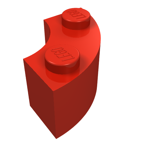 Lego Brick Round Corner 2 x 2 Macaroni without Stud Notch / Red